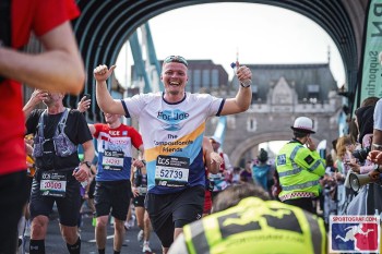 Jack running over Tower Bridge.